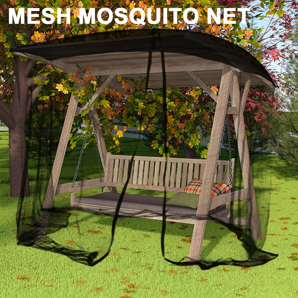 Patio Swing Mosquito Netting Waterproof Swing Chair Mesh Net Zipper Closure Rectangle Netting Curtain for Swing Chair