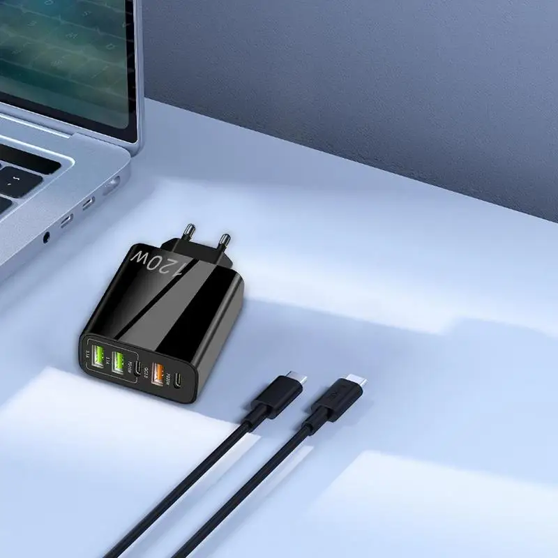 120W USB C Charger Powerful 120W GaN USB C Charger Block With 5 Ports QC5.0 Fast Charging Hub For High-speed And Safe Charging