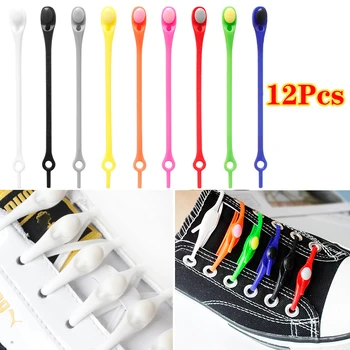12pcs Laceless Silicone Elastic Laces Rubber No Wash Laces