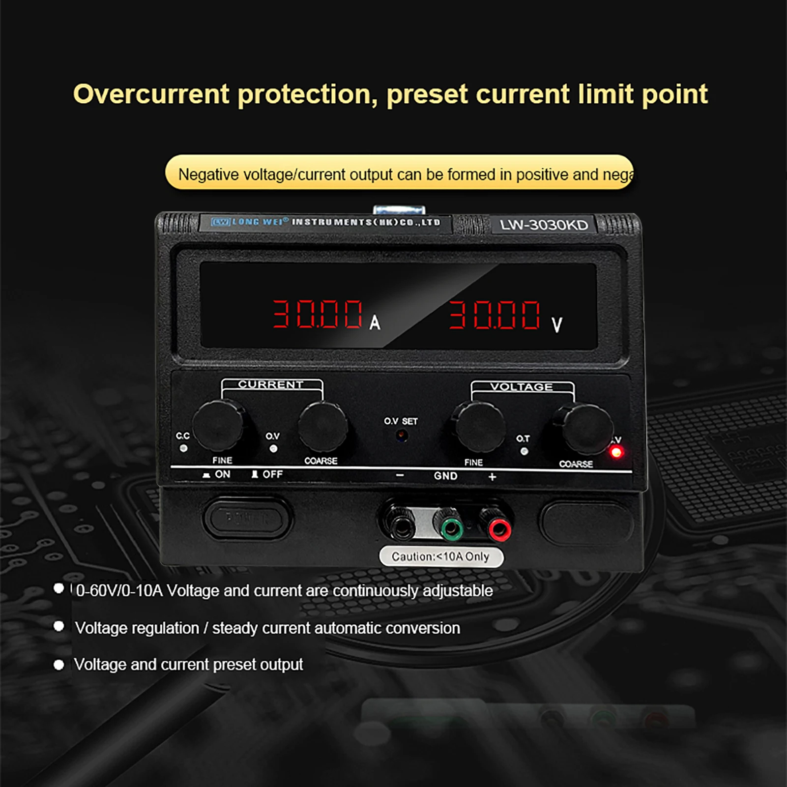Longwei -3030KD 60V 10A 20A 900W 15V 30V 30A Big Power Adjustable Bench Power Sw