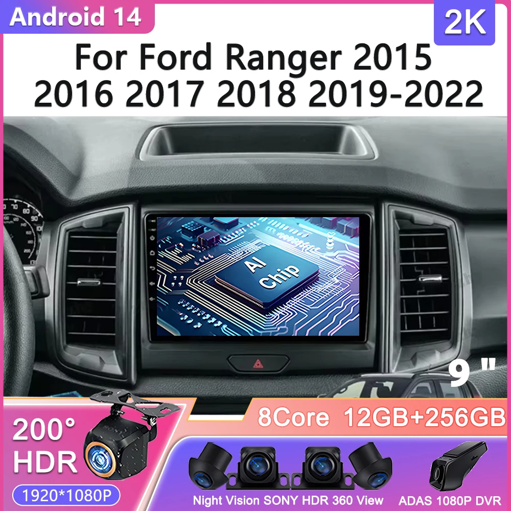 Android 14 For Ford Ranger 2015 2016 2017 2018 2019 - 2022 Car Radio ...