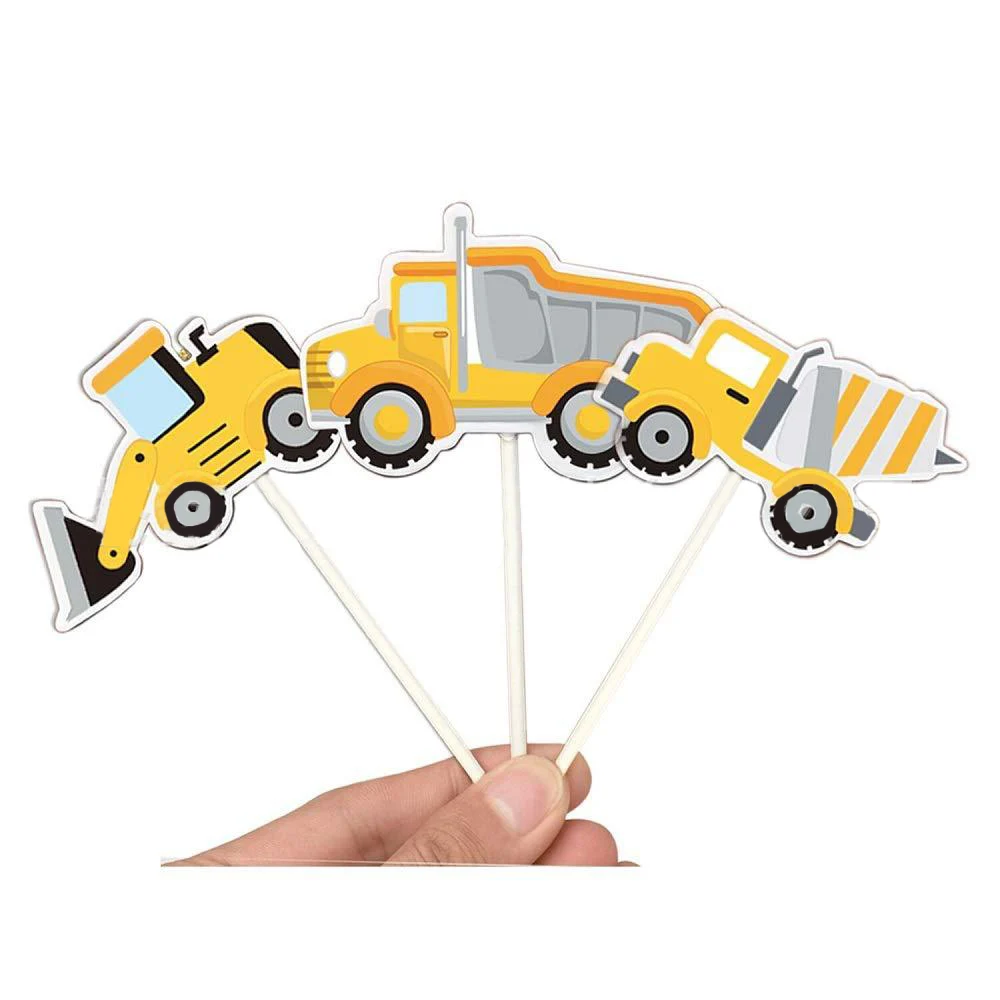Construction Dump Truck Vehicles Excavator Cake Toppers for Kids Birthday Baby Shower Party Decorations