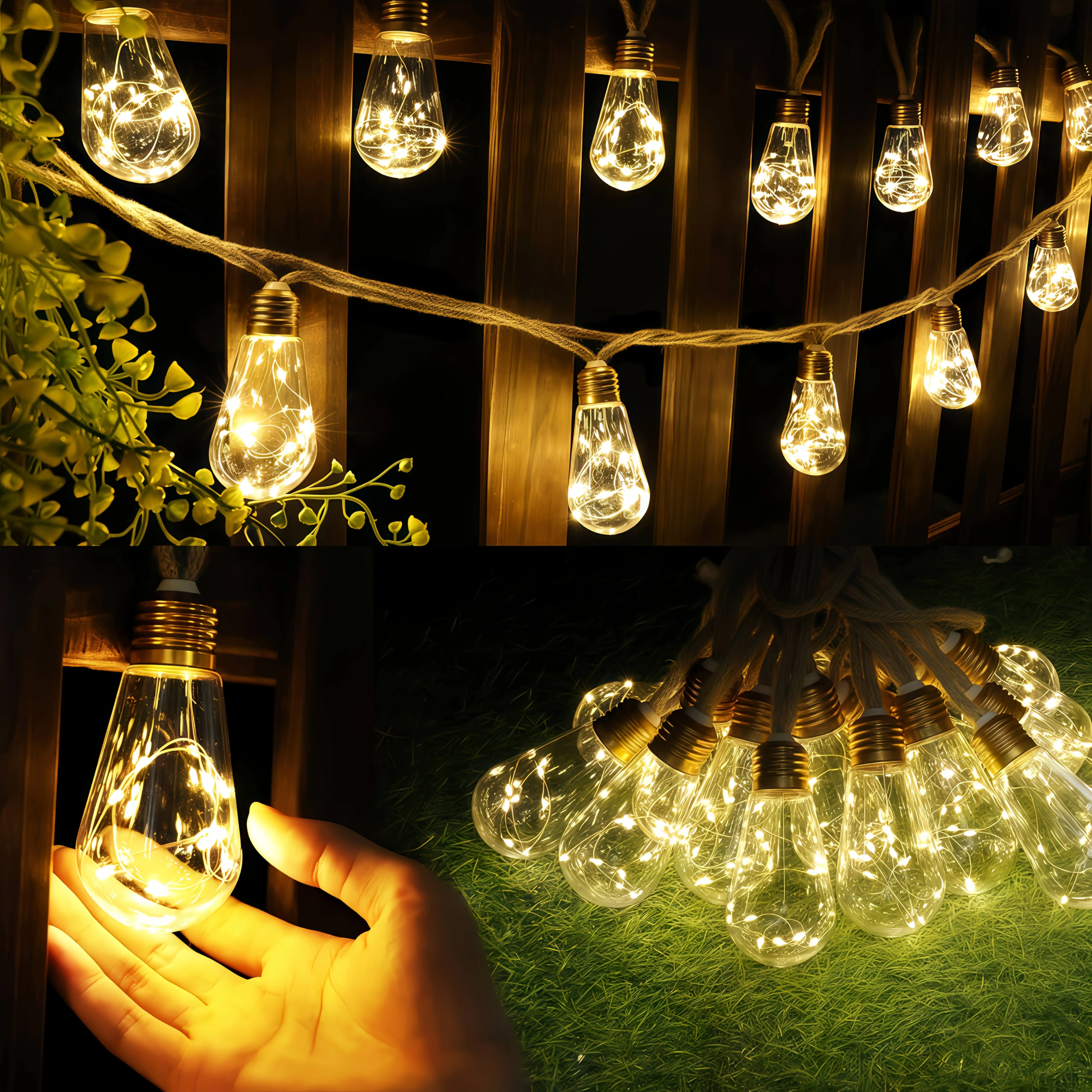 รูปสินค้า หลอดไฟโซลาร์เซลล์ 8 โหมด ตกแต่งสวนและภายนอกอาคาร