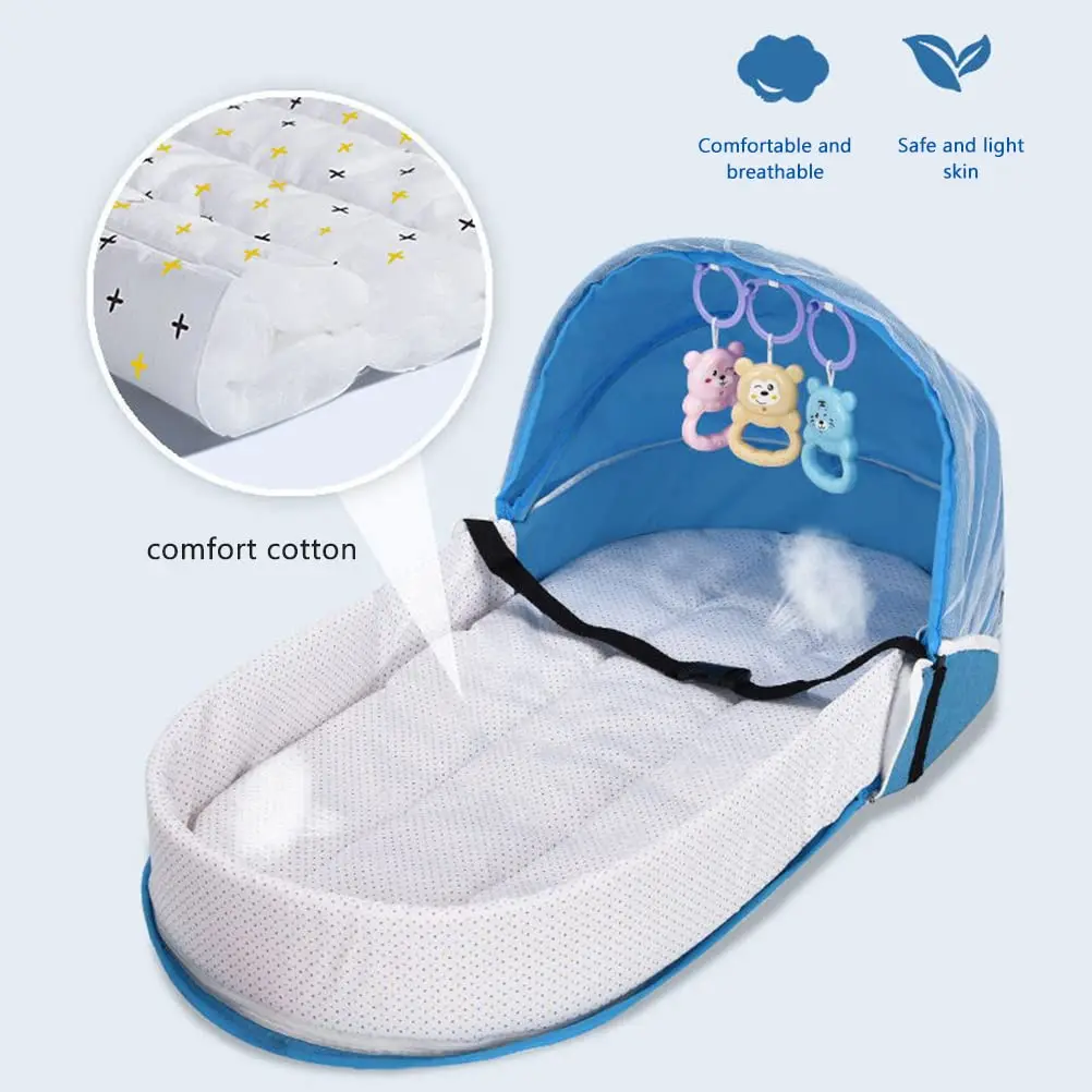 Lettino da viaggio per bambini con rete Tenda pieghevole per bambini Culla lavabile Lettino da viaggio bionico Lettino traspirante - immagine 4