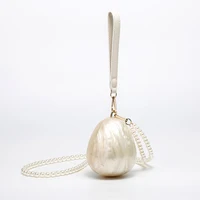 Women's Acrylic Premium Mini Egg Bag Luxury Fashion Pearl Dinner Clutch Bag Cute Phone Mouth Red Envelope for Wedding Party