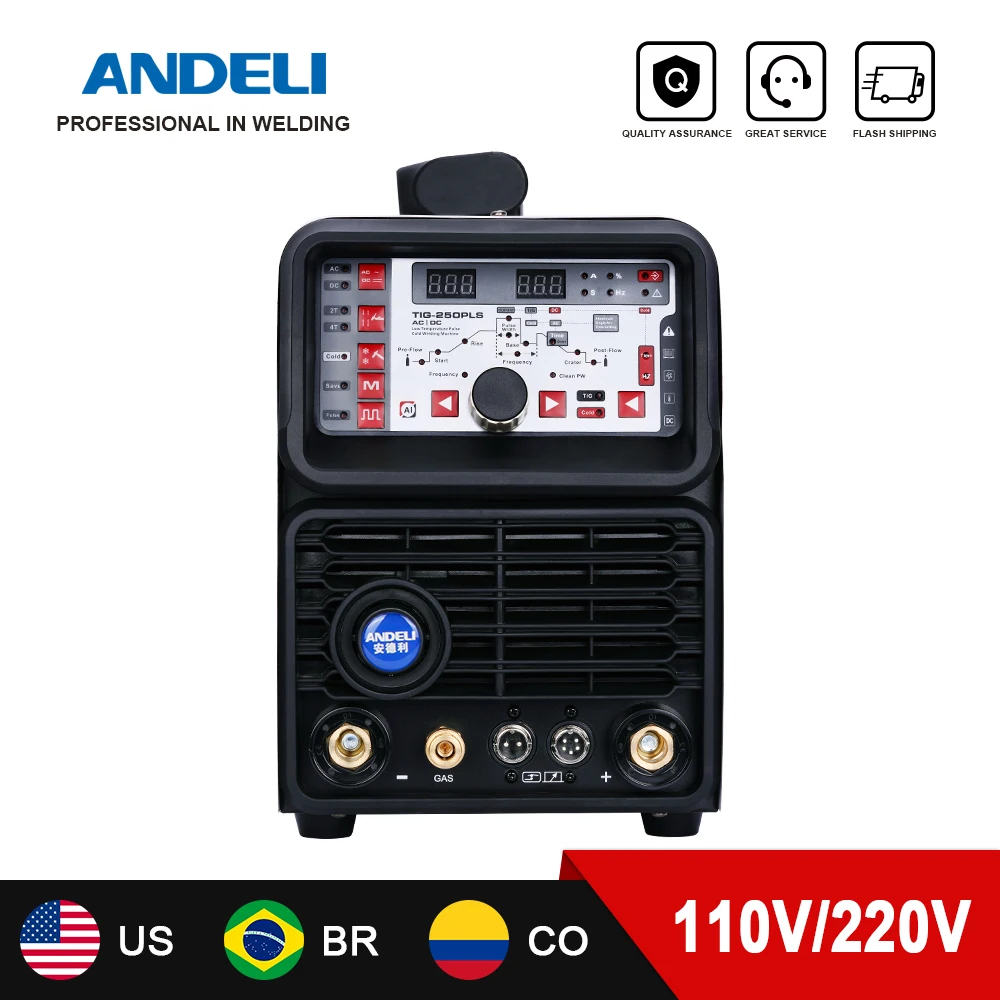 ANDELI TIG-250PLS 220V/110V AC DC Cold Spot Pulse HF TIG Welding machine