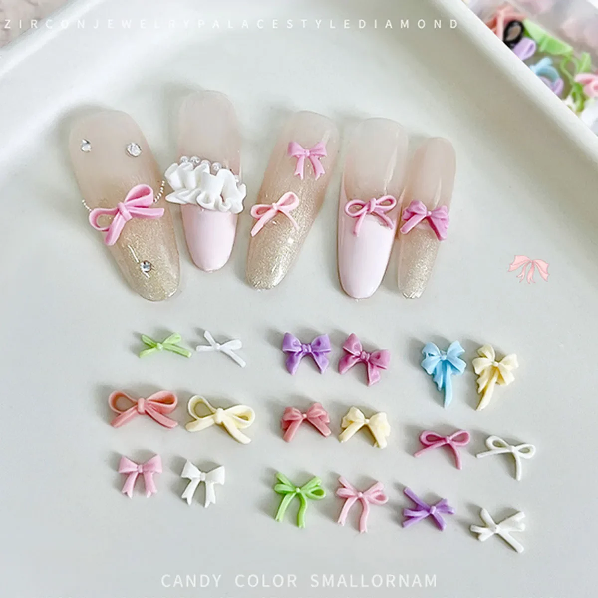 블랙핑크 리본 컬러풀 레진 리본 딸기 체리 펄볼 꽃 네일아트 DIY 데코레이션