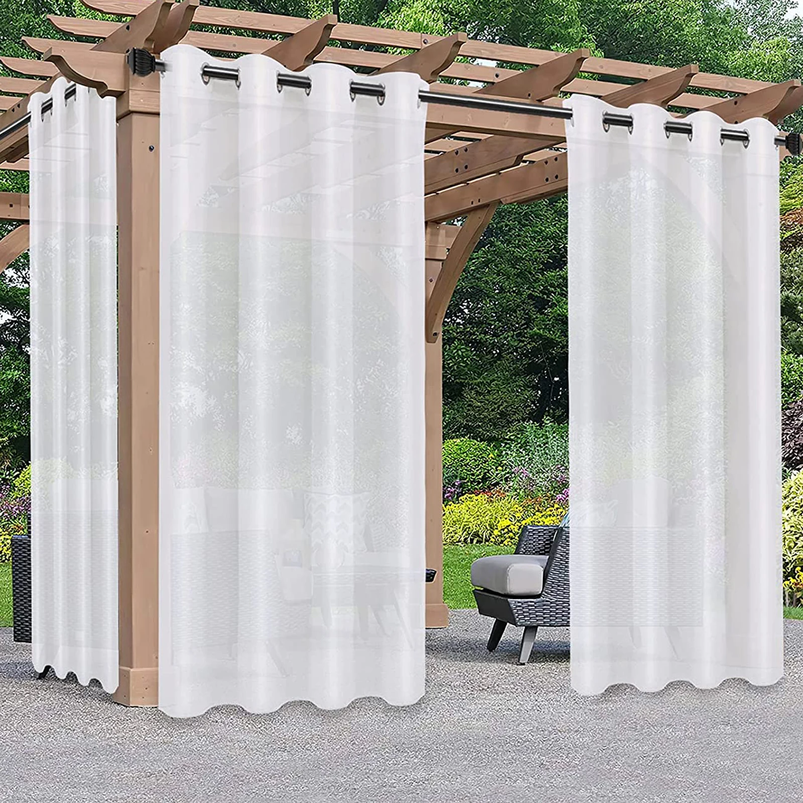 1 Panel Outdoor Waterproof Voile Sheer Curtain Grommet Indoor Sheer