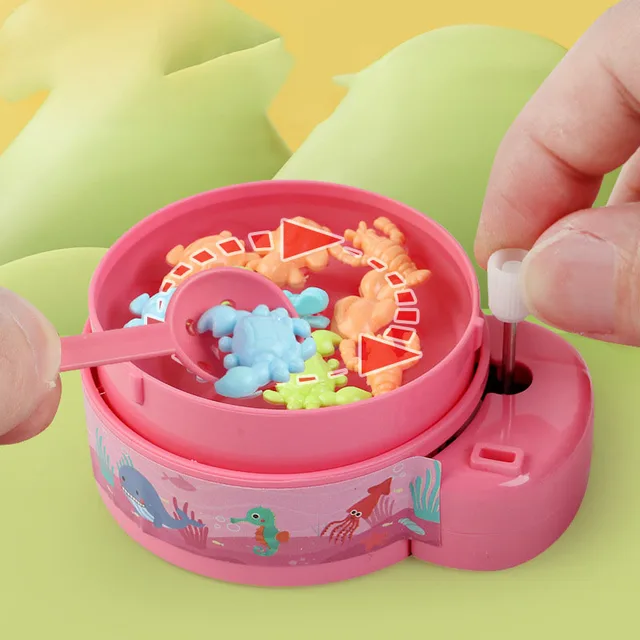 New Style Pink Children's Winding up Clockwork Mini Small Fish Fishing Egg Toy Fishing Game Machine 1