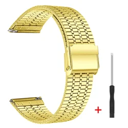 Milanese Stainless Steel Loop Bracelet Watch Band, 20mm & 22mm for 22MM (Gold)