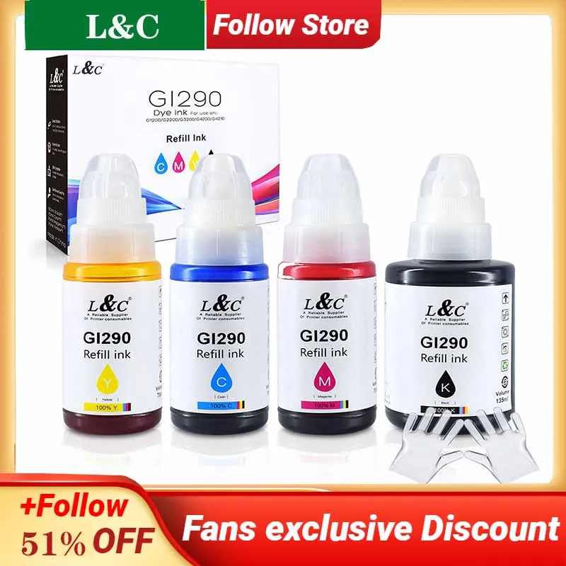 

Совместимые Сменные красящие чернила для Canon GI-290 GI290, набор чернильных бутылок для Canon PIXMA G4200 G4210 G3200 G2200 G1200