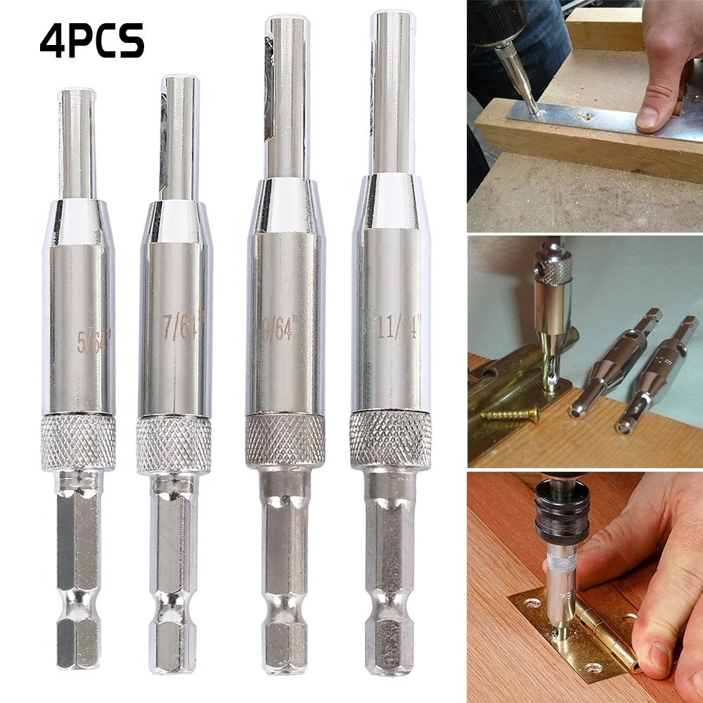 4 stücke HSS Bohrer Set Selbst Zentrierende Scharnier Türen Selbst Zentrierende Scharnier Tapper Core Bohrer Set Loch Puncher Holzbearbeitung werkzeuge