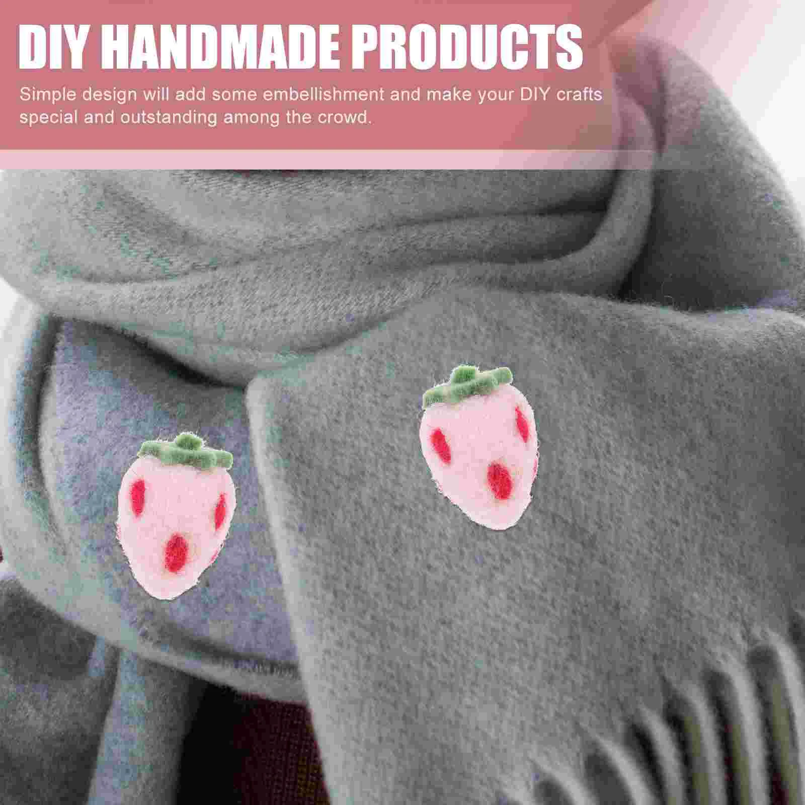 10 Pcs Wool Felting Crafts Wool Felting Crafts Strawberry Shape Felt Diy Making Hand Made Decorations Woolen naments