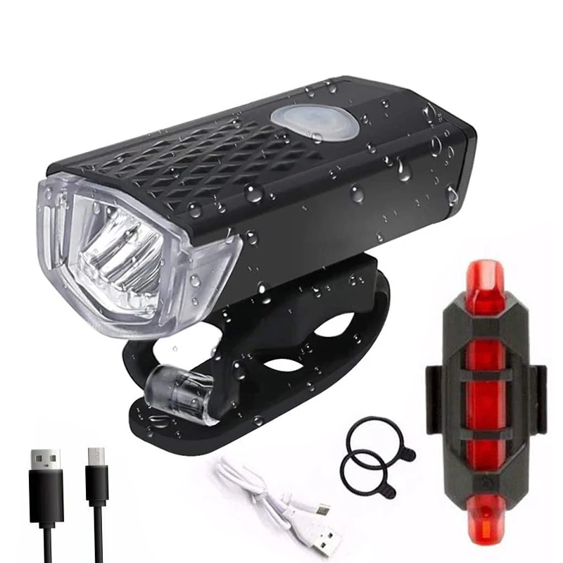 Fiets Licht Set Voorlicht Met Achterlicht Usb Oplaadbare Eenvoudig Te Installeren 3 Modi Fiets Accessoires Voor De Fiets Weg Mtb