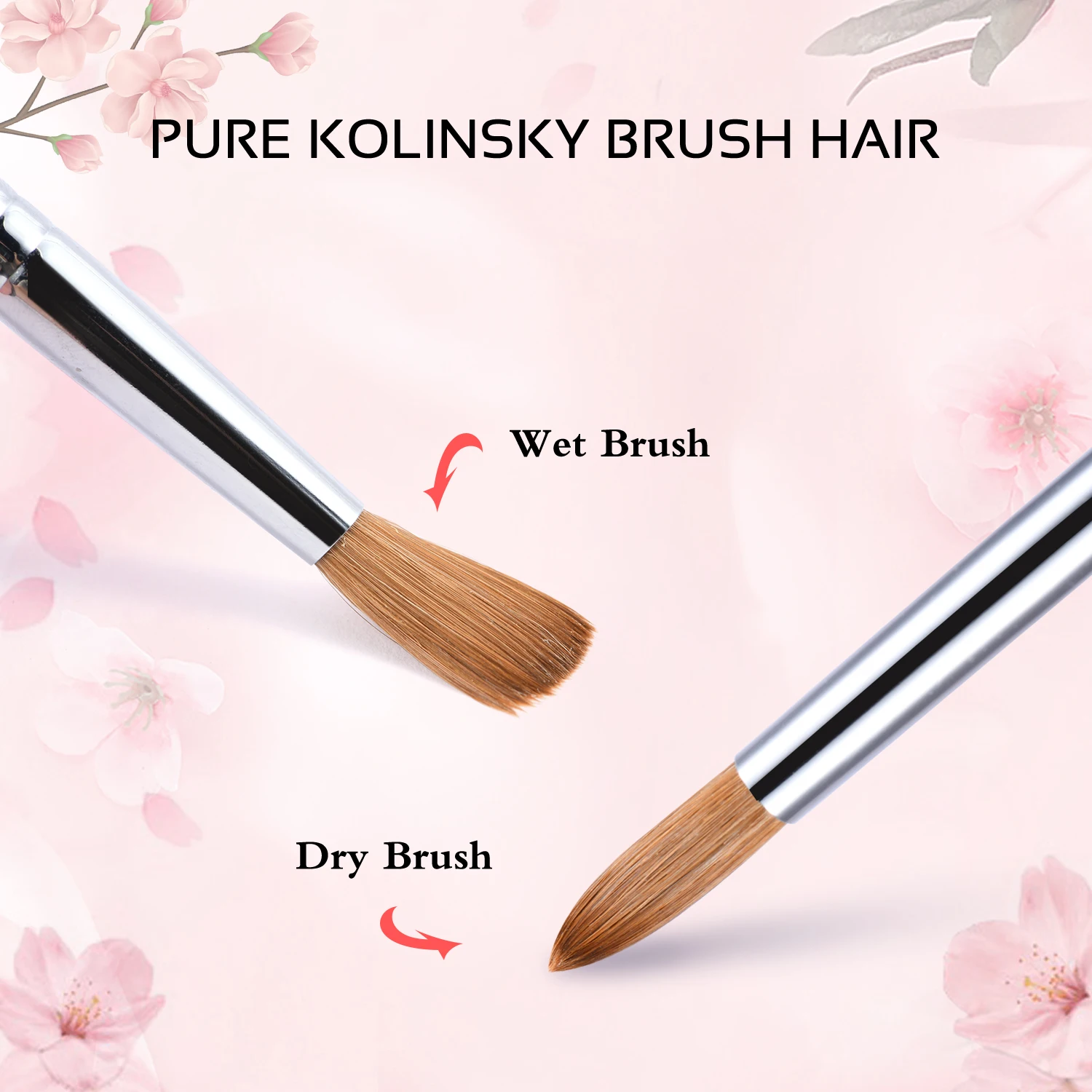 Kolinsky Acrylic Nail Brush for Acrylic Application, Nail Brush Acrylic Round Oval Shaped Wood Handle Acrylic Powder 5