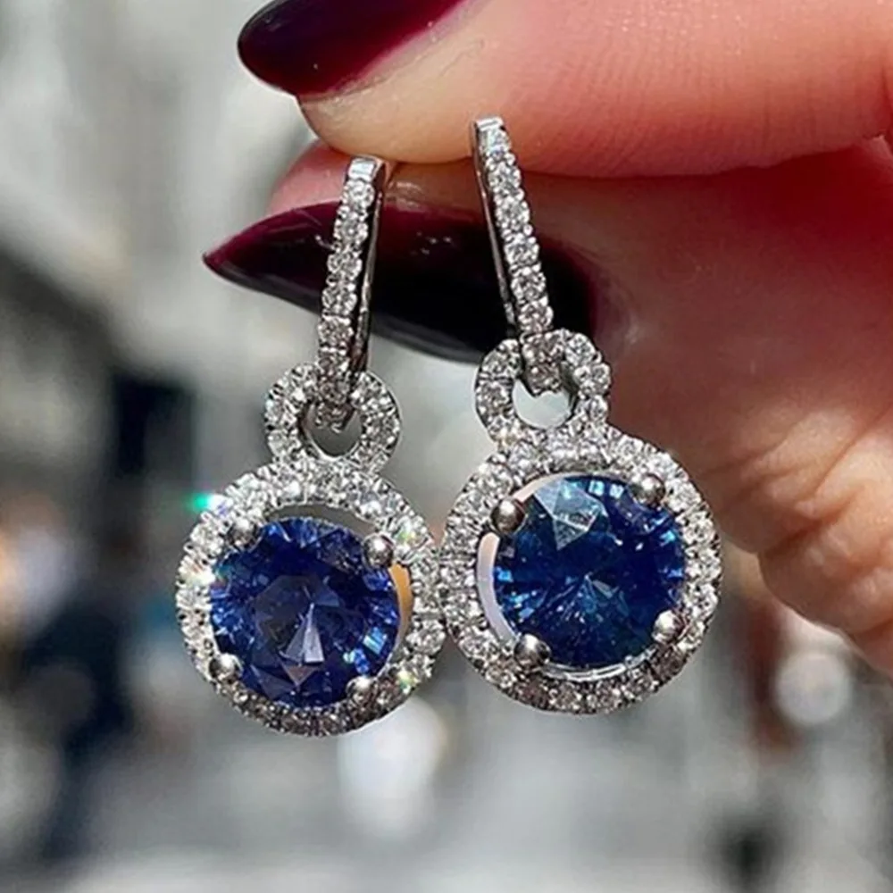 

Valuable Lab Sapphire Dangle Earring Jewelry 925 Sterling silver Party Wedding Drop Earrings for Women Bridal Engagement Gift
