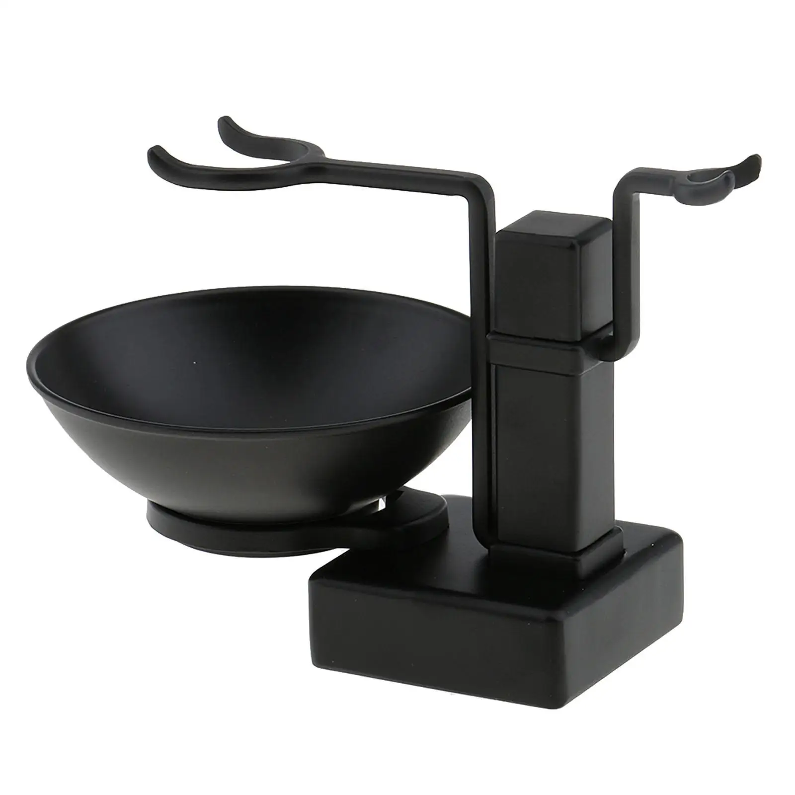  High Quality Bathroom Barber Men Metal Shaving Rack Stand Set - Shave Brush Holder Shelf + Soap Mug Cup Bowl Black 