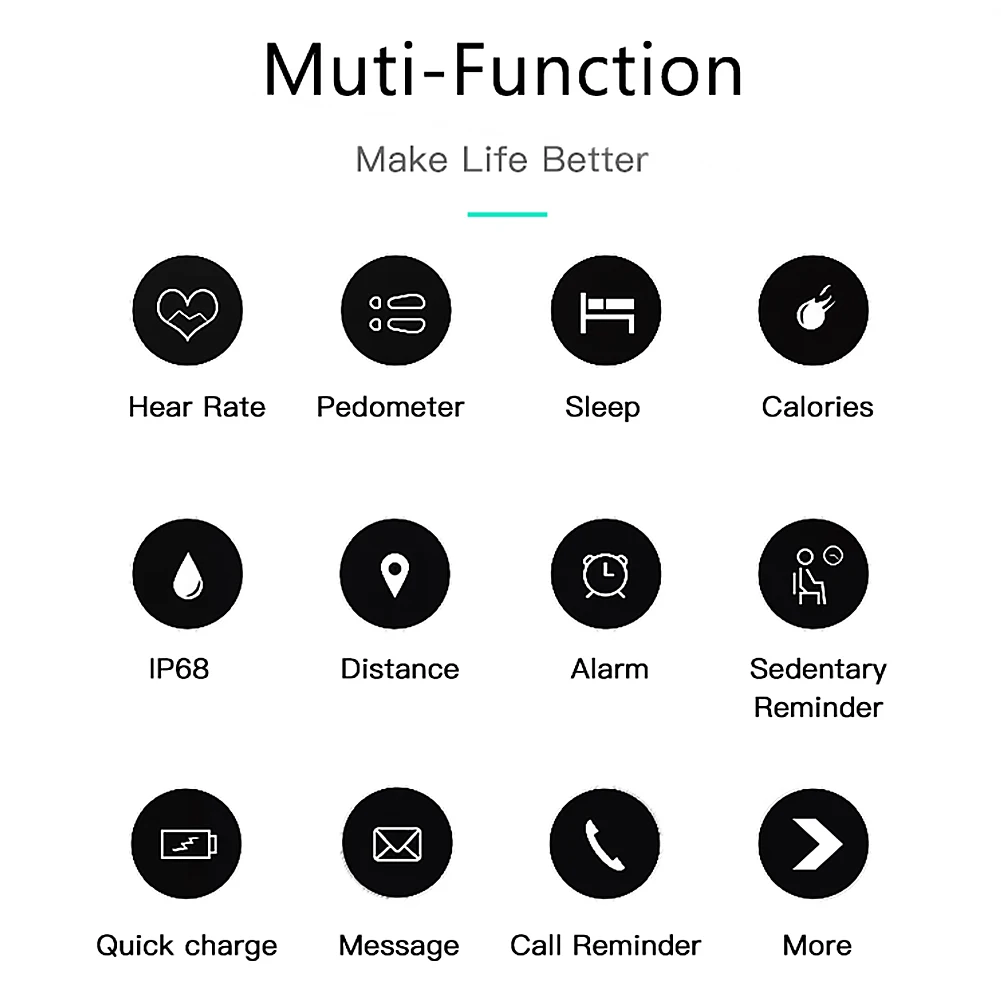 S5 Multifunction Smart Wristband Heart Rate Monitor Fitness Tracker IP68 Watch Lightness Portability Convenient Carrier