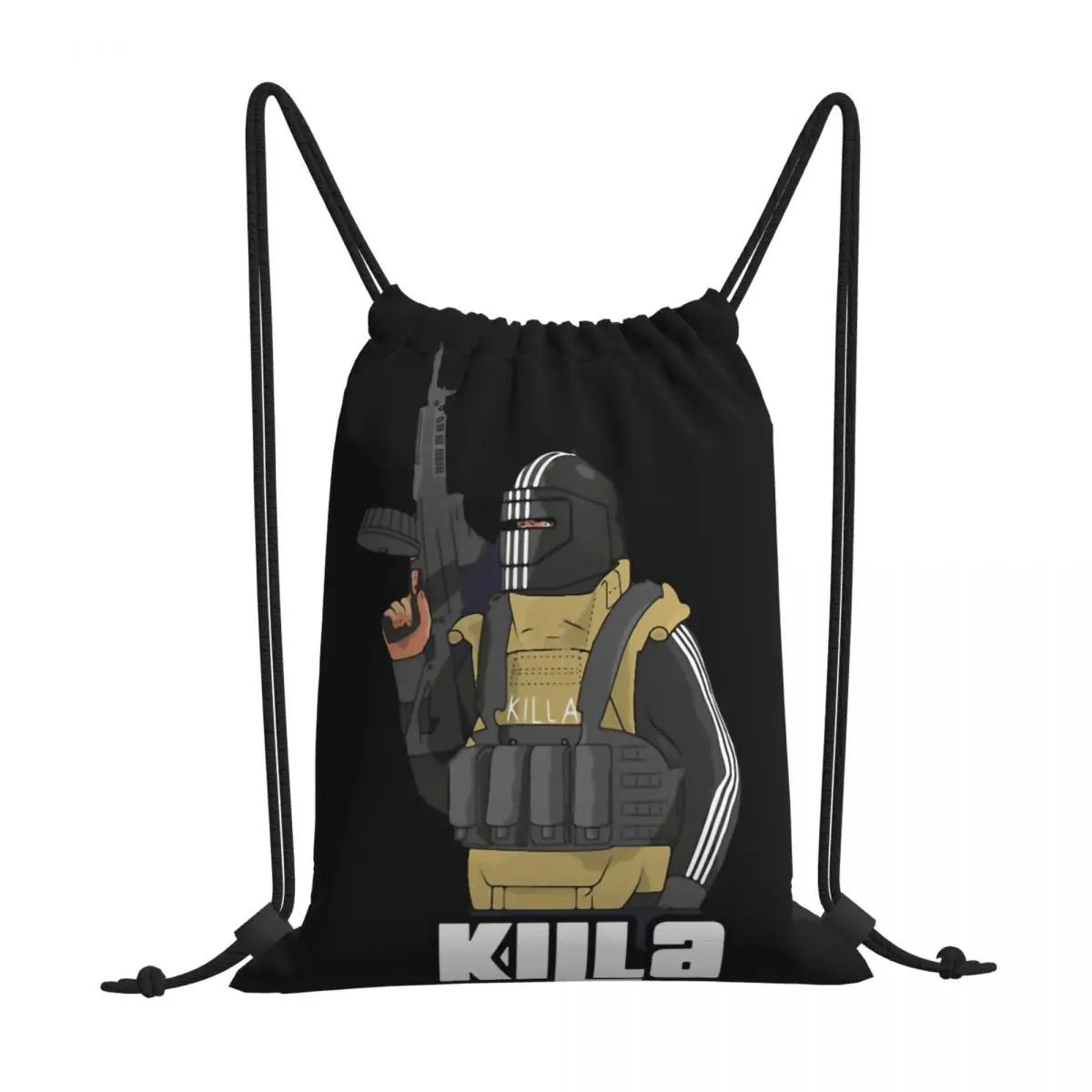 

KIlla Escape From Tarkov Print Drawstring Storage Backpack Teenager Travel Bag Multi-function Pocket