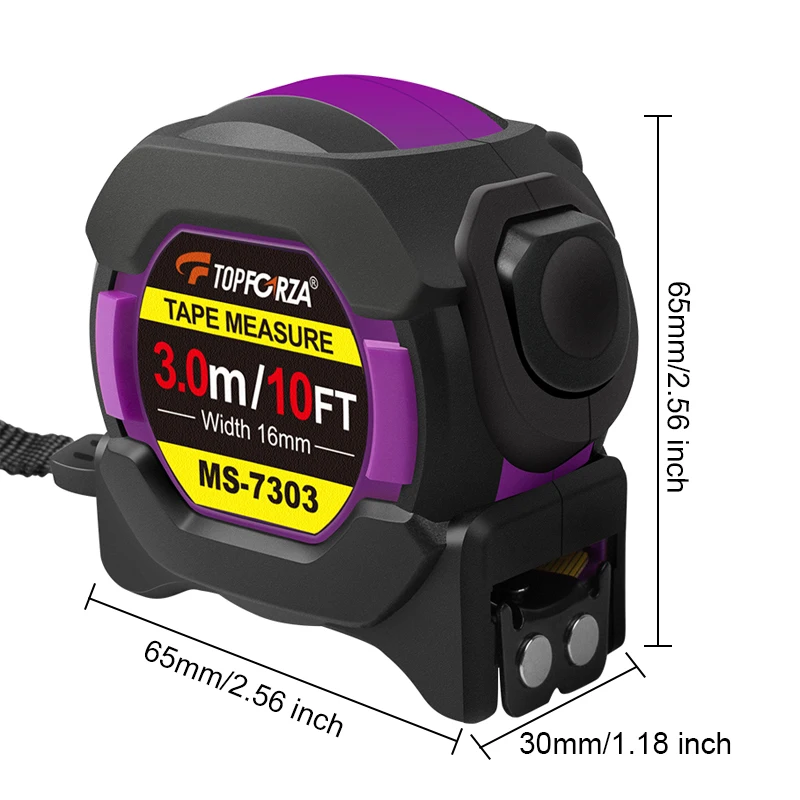 Cinta métrica con bloqueo automático, alta precisión, recubierta de goma, a prueba de golpes, escala ft/m 3/5M/7.5M para construcción, hogar y bricolaje. - Imagen 6