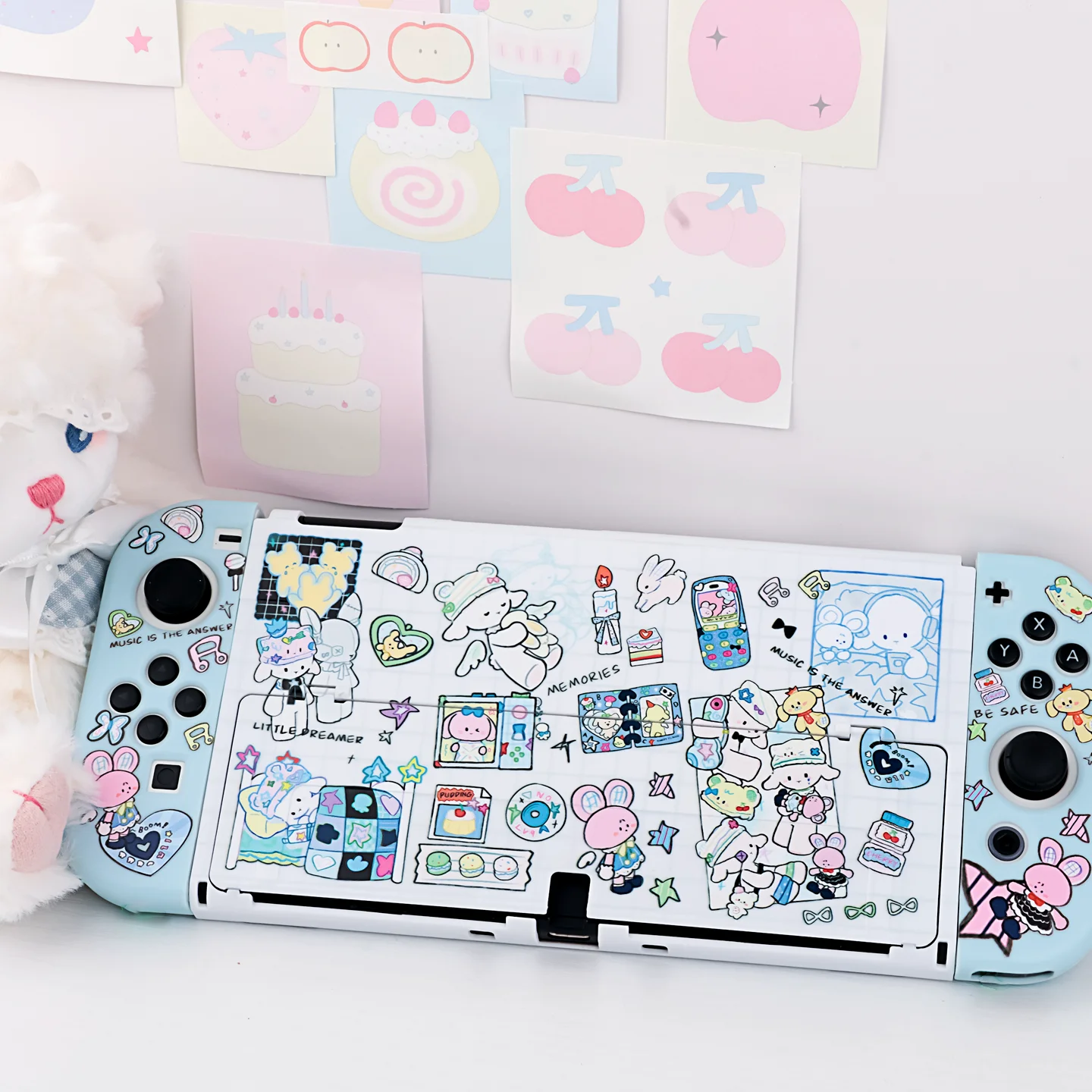 Original Baa-Baa Lamb Protective Case compatible with Nintendo Switch OLED / Switch 2, NS2 White Hard Shell with Joy-Con Covers 3