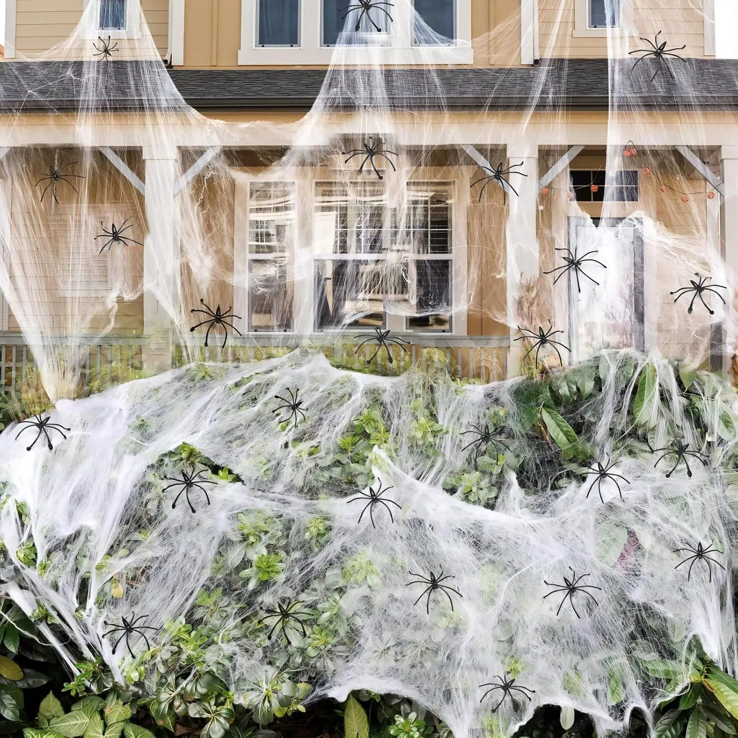 800 sqft 1400 sqft Halloween Spider Webs Decorations with Fake Spiders Stretchy Cobwebs for Halloween Decor Indoor and Outdoor - Image 2