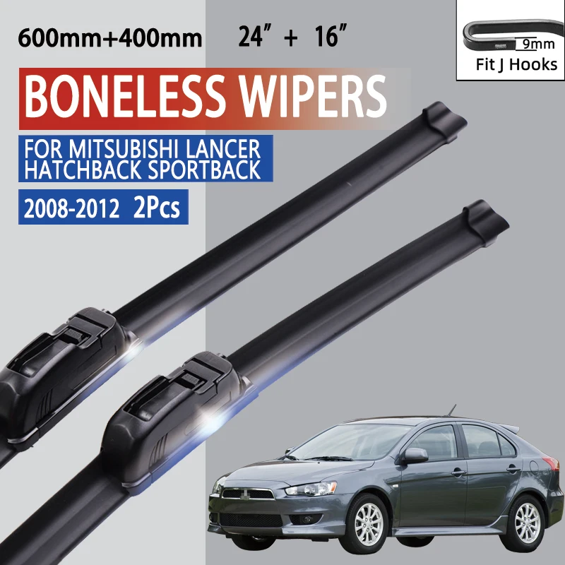 Стеклоочистители для Mitsubishi Lancer Hatchback Sportback 2008-2012, U-образные мягкие резиновые бескаркасные стеклоочистители для автомобилей