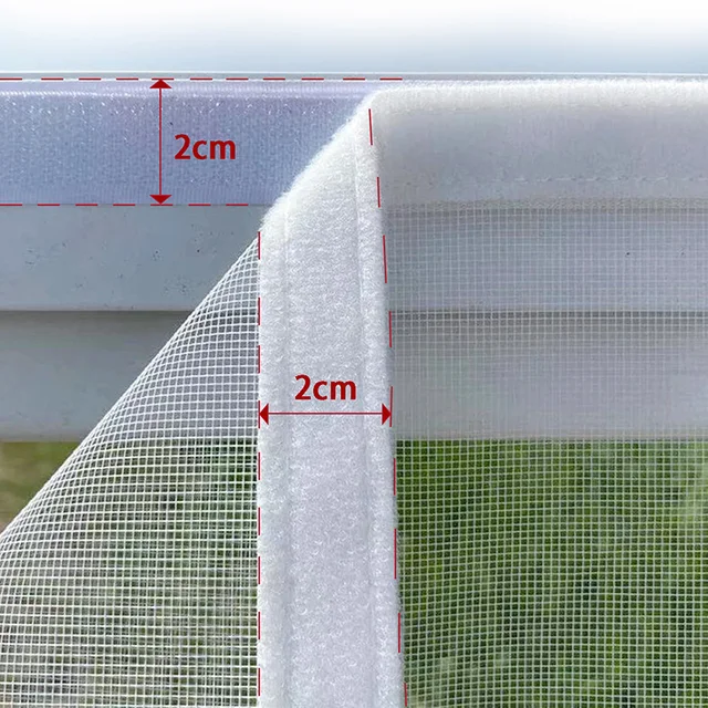 Fenêtre d'écran blanche à fermeture éclair, fenêtre d'écran non perforée, anti-moustiques et anti-poussière, maille fine, maille invisible, autocollant pour la maison 2