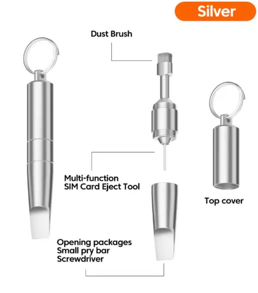 3-in-1 Keychain SIM Card Eject Pin Phone Cleaning Brush Package thumbnail 3