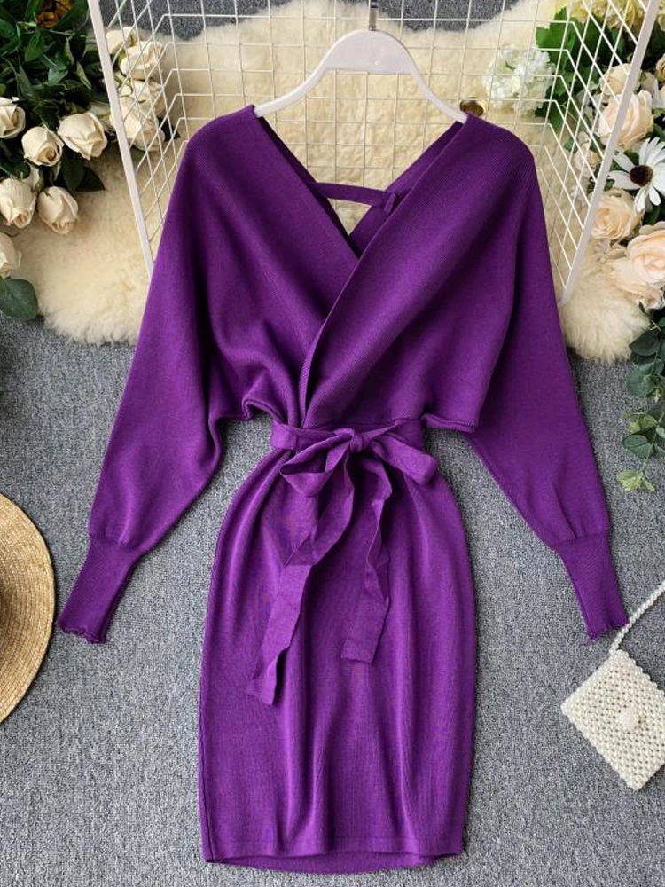 chinese dress ladies Alana Henley Sweater Dress  Purple  Rebecca Minkoff