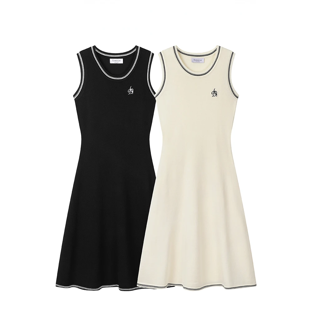 

Summer Golf Dress Women Luxury Tennis Knitted Sleeveless Long Dress Casual Women Golf Clothes