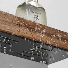YUJIE-estante de madera maciza para baño, estante montado en la pared de aluminio negro, de una sola capa, con espejo frontal, para almacenamiento de cosméticos, AE01YJM-02