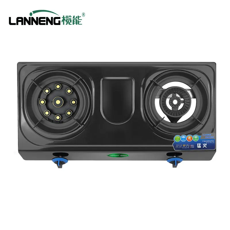 Wholesale Price Multi-function Biogas Double Burner Stove Household Villages Stainless Steel Table Install Biogas Cooktop 3