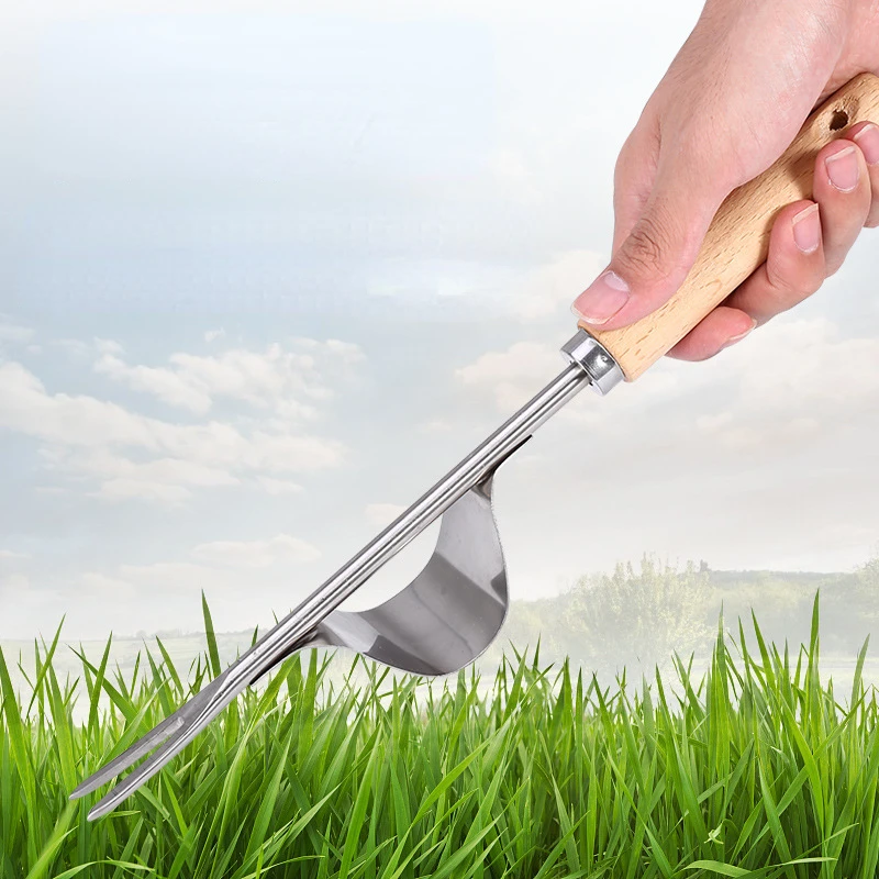 Steel Root Extractor Wooden Hand Weeder Removal Machine Weed Puller Garden Grass Puller Long Handle Tools Weed Removing Tool