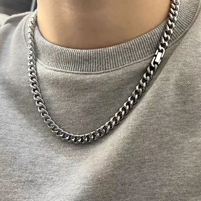 Stainless Steel Cuban Chain Necklace Bracelet