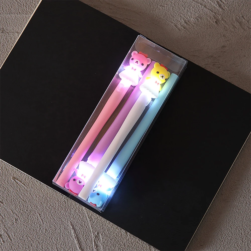 4 Teile/schachtel Gel Stift Nette Einhorn Stifte mit Lampe Licht Kawaii Gel Tinte Stift Geschenke für Kinder kinder Schule Schreibwaren Büro liefert – Detail 7