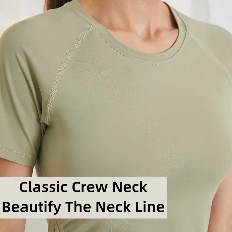 Lace Up Drawstring Short Sleeve Tees Sexy Fitness Women's Shirts Gym Running Tops Elastic Yoga Sport Tights Quick Drying T Shirt