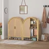 Arched Shoe Cabinet with Doors, 4-Tiers Shoe Storage Cabinet with 2 Adjustable Shelves, Farmhouse Freestanding Shoe Rack 4