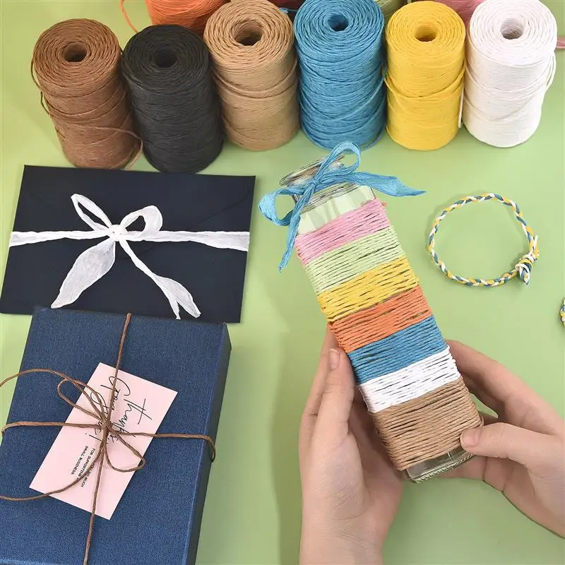 Colored Paper Rope 2MM * 90M for Packaging DIY Weaving Paper Handicrafts Gifts Bundling Handmade Weaving Production packaging cord
