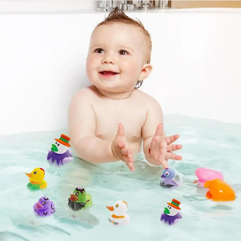 Mini Halloween Ducks Halloween Sound Duck Float Halloween Gift Box Toys Water Toy Skull Duck Halloween Party Favors Ducks 4