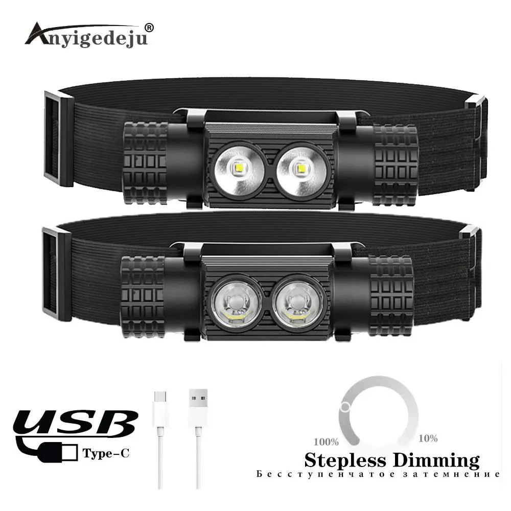 Type-C LED 미니 전조등 고전력 3000lm 헤드 라이트 18650 충전식 헤드..