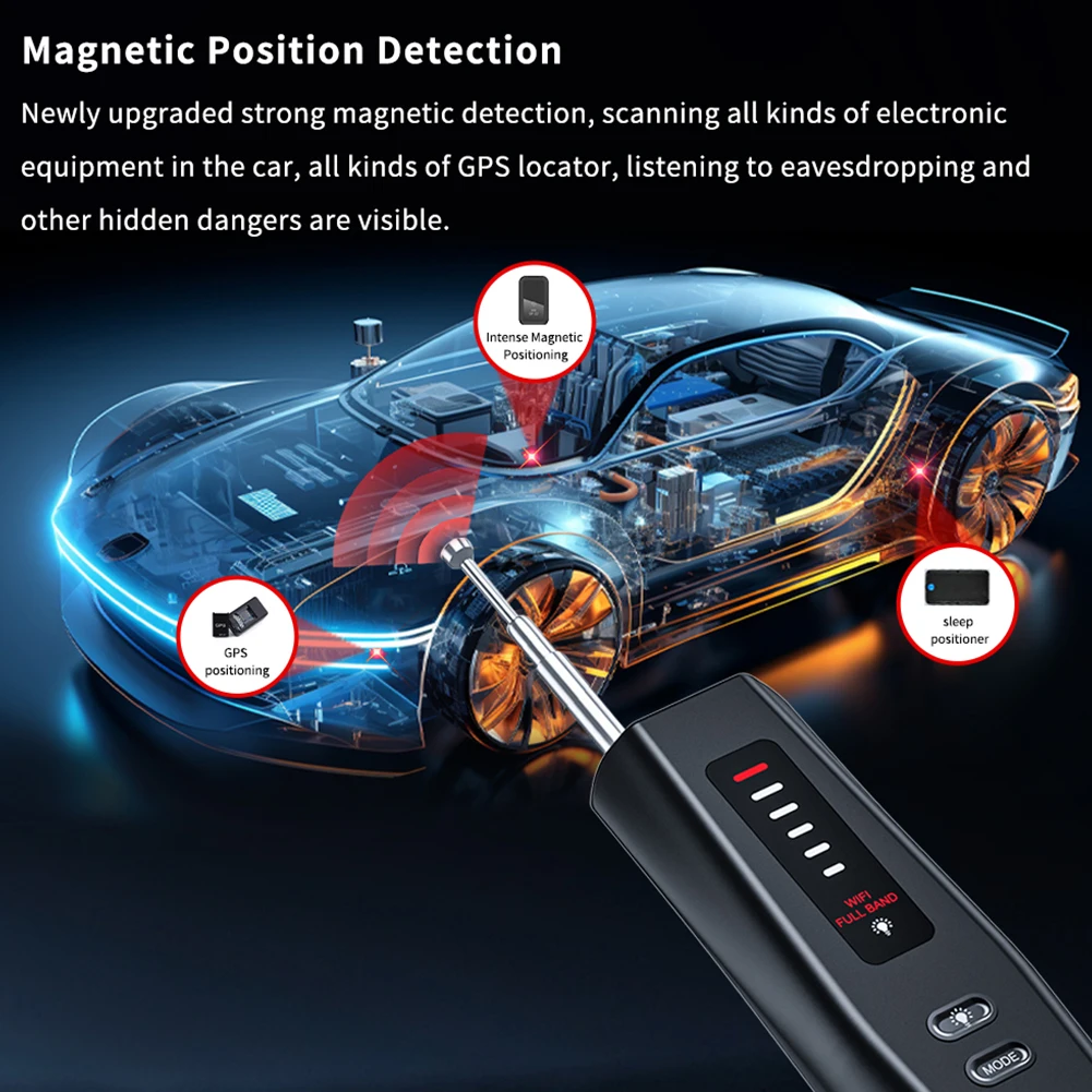 Hidden Bug and Camera Detector 5 Levels Sensitivity Car GPS Bug Mini Search Device GSM GPS WiFi Tracker Protect Your Privacy