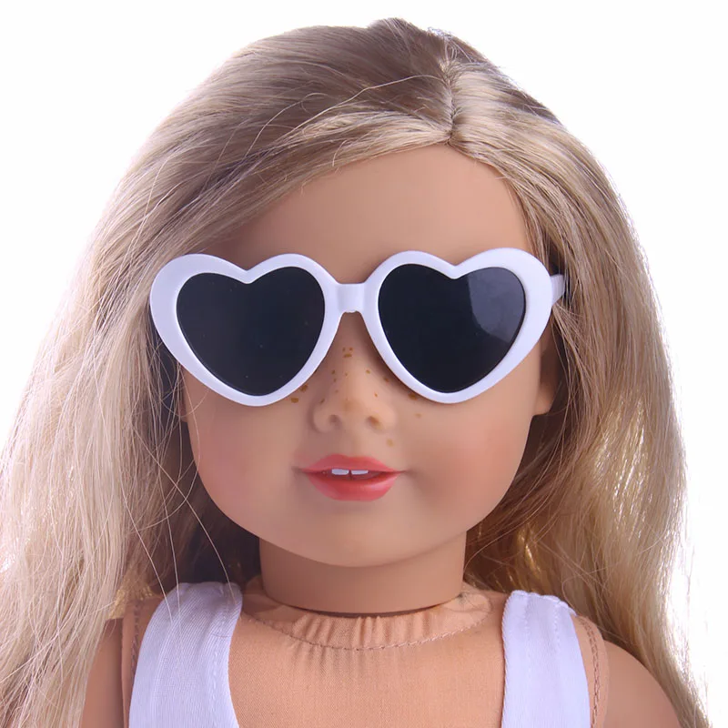 Doll ClothesHeart Shape Frame Sunglasses Fit 18 Inch American Doll Accessories&43Cm Born Doll Baby For Our Generation Girl's Toy