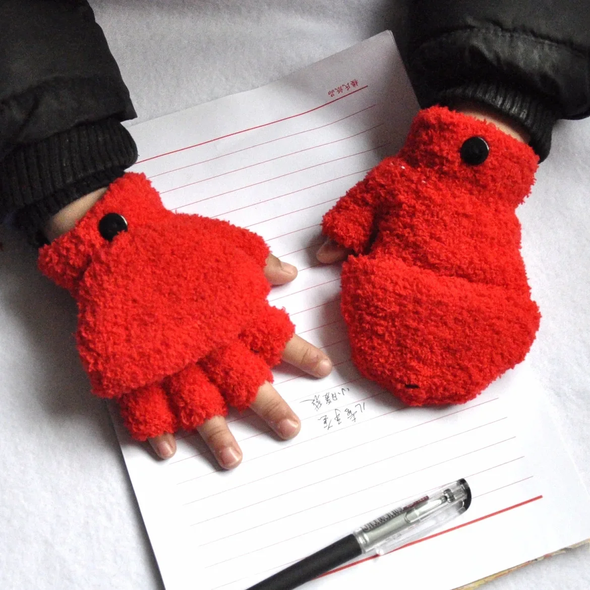 Kids Winter Warm Gloves 5-11years Baby Girls Baby Boys Cashmere Coral Fleece Thick Half Fingered Flap Mittens winter gloves baby mittens