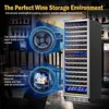 Large Wine Fridge Dual Zones, Tall Freestanding/Built-in Wine Cellar Professional with Reversible Door Sliding Rail Shelves 4
