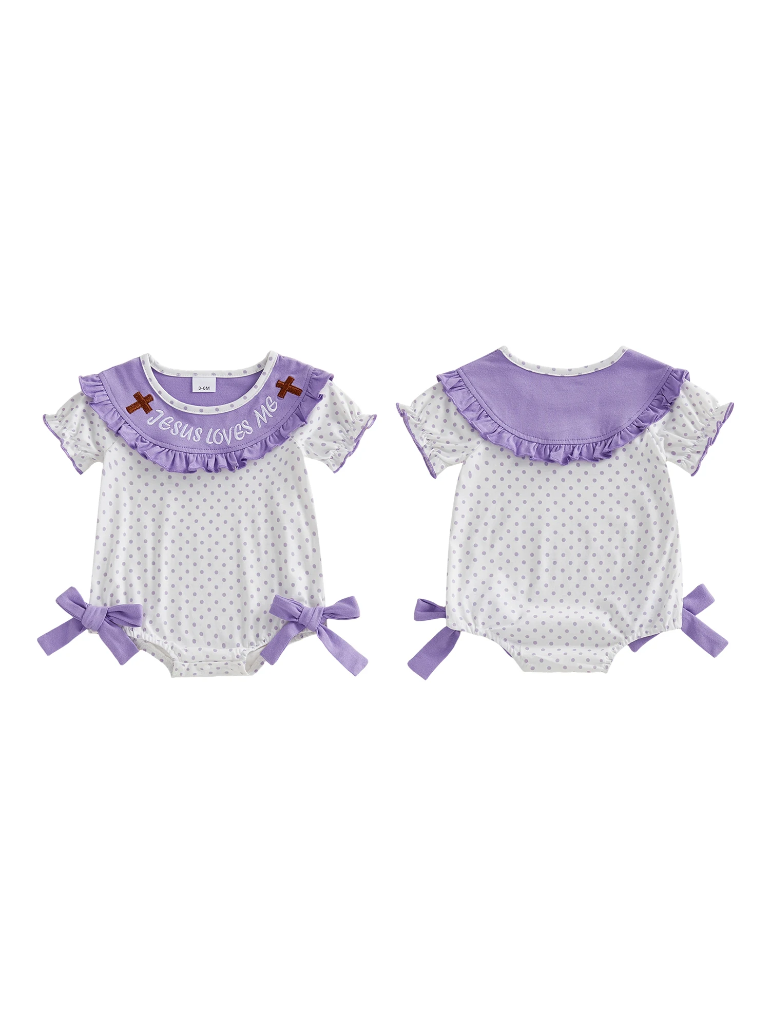 Adorable Toddler Girls Floral Print Ruffle Sleeve Romper Sweet Bowknot Detail Crew Neck Jumpsuit for Summer