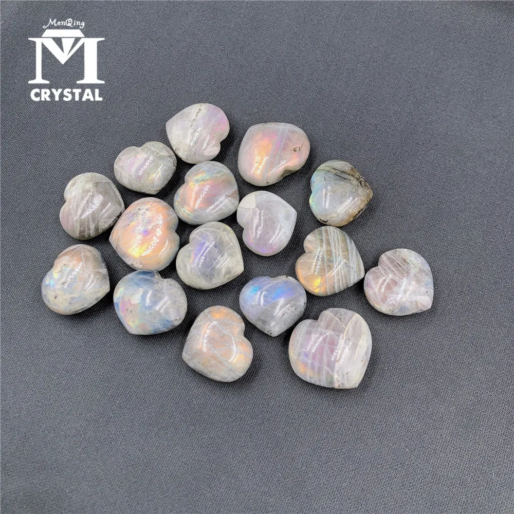 Pietra Naturale Labradorite Forma D'Amore Flash Colorato Labradorite Cristallo Cuore Ciondolo Fai Da Te Guarigione Decorazioni Per La Casa