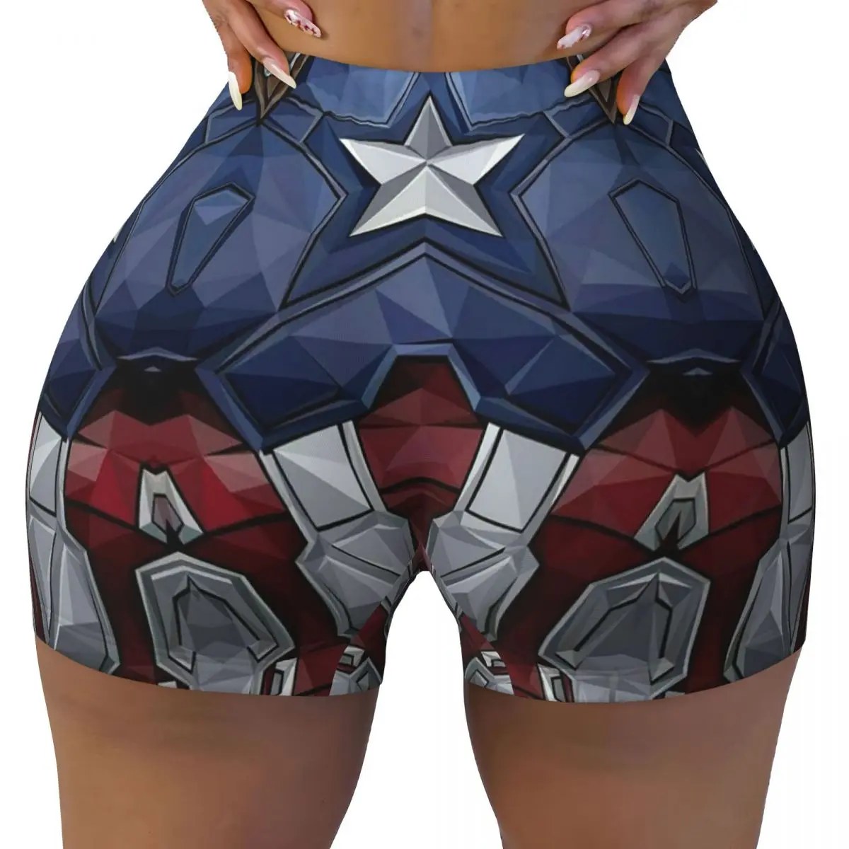 Captain America Running Volleyball Gym Shorts Women Athletic Workout Yoga Shorts