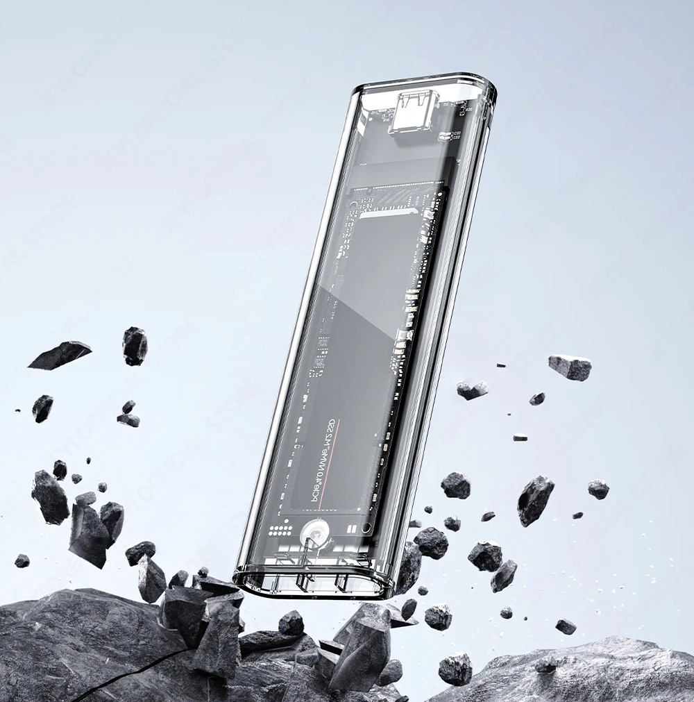 JEYI Transparent USB 3.1 (6 Gbit/s Fast Transfer) Schnittstelle unterstützt M.2 SATA-Gehäuse – werkzeugloses externes Gehäuse für 2230–2280 SSD – Detail 7