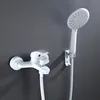 White Shower Faucet Brass Mixer Wall Mounted Single Handle Bathroom Mixer Tap ABS Hand Shower 1